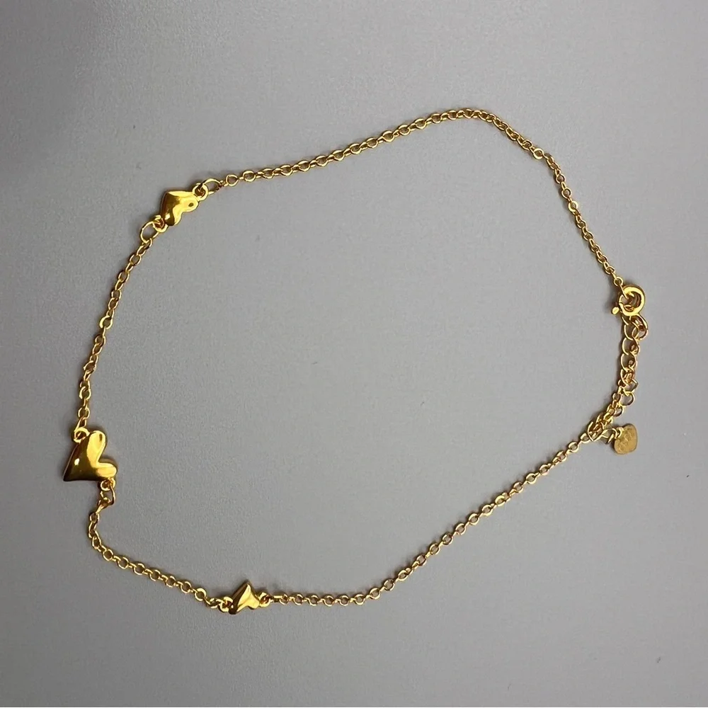 Gold over sterling silver 925 Heart anklet